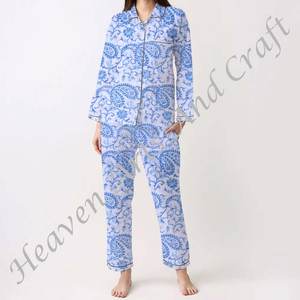 Conjunto de Pijama de Algodón 100% para Mujer, Ropa de Dormir Suave para el Hogar, Conjunto de Pijama de Primavera/Verano con Estampado Floral/Personaje/Letras/Estampado/Vacaciones/Árbol PJ005 - Product Image 4