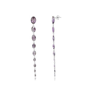 Boucles d'oreilles en argent sterling 925 de créateur avec pierre de quartz rose Fabuleux style de goujon de pierre précieuse naturelle pour cadeau ou fête - Product Image 3