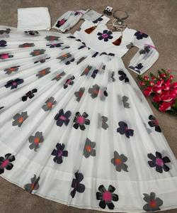 Salwar Kameez Patiyala costume Chudidar robe matériel avec Dupatta dames femmes fête porter mariage indien Bollywood mode vêtements en soie - Product Image 6