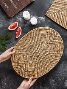 Top New Design Vintage Bohemian Eco-Friendly <b>Rattan</b> Oval <b>Placemat</b> Handcrafted Wedding Home Decor - Product Image 3