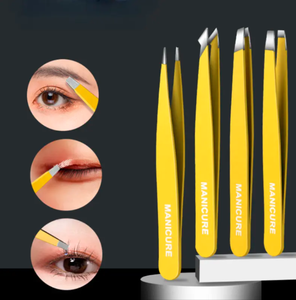 แหนบคิ้วปลายแหลมสีเหลือง1/2/4ชิ้นเครื่องมือความงามเครื่องมือสแตนเลสแต่งหน้าสำหรับคิ้ว - Product Image 2