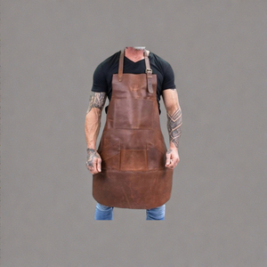 Tablier en cuir de vachette fait à la main avec logo personnalisé, vêtements de travail sans manches en cuir pleine fleur, facile à nettoyer pour la cuisine de barbier, norme la plus élevée - Product Image 5