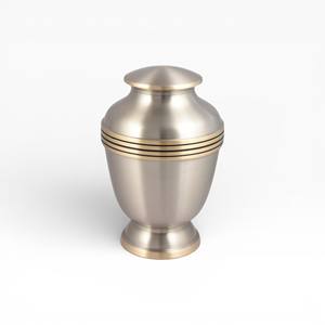 Light Blue Classic Cremation Urn with Silver Decorative Band and Smooth Finish for Timeless <b>Memorial</b> - Product Image 4