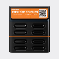 Estación de Carga Compartida de Baterías de Litio-Polímero de 8 Ranuras con POS y Carga Rápida de 45W, Salidas USB y Tipo-C, Kiosco Inteligente de Alquiler