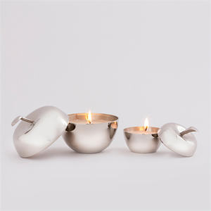 ที่ใส่เทียนเคลือบสีเงินดีไซน์แอปเปิ้ลสำหรับบ้านโรงแรมร้านอาหารคาเฟ่โต๊ะที่วางเทียนโลหะ - Product Image 1