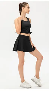 Jupe de tennis plissée à séchage rapide pour femme avec logo avant et taille pour vêtements de sport actifs - Product Image 6