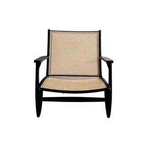Fauteuil lounge moderne minimaliste en teck et rotin pour hôtel, villa et salon résidentiel - Product Image 1