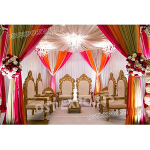 Sillas Vidhi totalmente talladas tradicionales para Mandap Gujarati, sillas Vedi de diseñador de bodas, sillas Mandap DE BODA talladas a mano de madera - Product Image 2