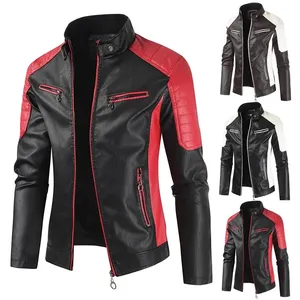 Veste en cuir véritable multicolore Veste de moto pour hommes Hiver Couleur noire Tissu en cuir mince Vêtements d'hiver pour femmes Regular - Product Image 2