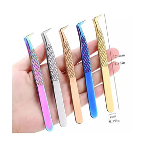 Pince à épiler pour extensions de cils en acier inoxydable 2026, revêtement en poudre argentée, pointe diamantée à 90 degrés, antistatique, durable - Product Image 3