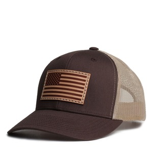 OEM Thiết Kế Logo Mỹ Cờ Da Vá Trucker Hat Thời Trang Có Thể Điều Chỉnh Ngoài Trời <span class=keywords><strong>Cap</strong></span> Cho Đi Xe Đạp Cảnh Giản Dị Trong Việt Nam - Product Image 4