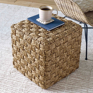 Taburete de tocador de hierba marina, puf, el más económico, artículos esenciales para el dormitorio, taburetes otomanos de hierba marina - Product Image 3