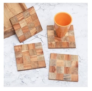 Sous-verre en bois massif le plus vendu Logo gravé personnalisé pour café boissons vaisselle napperon et tapis et tampons - Product Image 6
