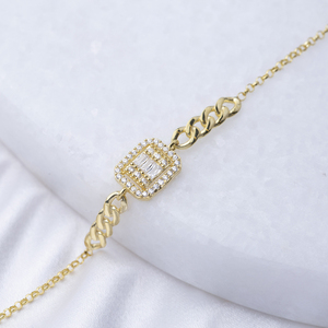 Baguette Cut CZ Stone Elegant Design <b>Charm</b> <b>Bracelet</b> Turkish Wholesale 925 Sterling <b>Silver</b> Jewelry - Product Image 4