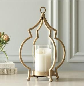 โคมไฟลวดโลหะสีดำและสีทองรูปทรงกระบอกโคมไฟเชิงเทียนสำหรับตกแต่งแสงเทียน - Product Image 3