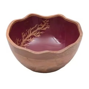 Standard Designer Home Dinnerware Food Serving <b>Bowl</b> With Enamel Work Classic New Look Pattern Wooden Food and <b>Dessert</b> <b>Bowl</b> - Product Image 4