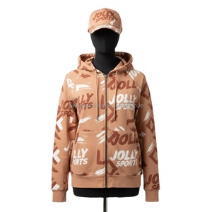 Sweat à capuche zippé pour femme en molleton de coton 320GSM, imprimé intégral, chaud, décontracté, personnalisable avec logo sérigraphié, sweat à capuche basique zippé - Product Image 1