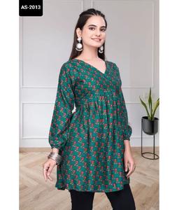 Latest Women Wear Pure Rayon Short Kurtis with Digital Printed Work Casual and Daily Wear Plus Size Short Kurtis and <b>Top</b> - Product Image 1