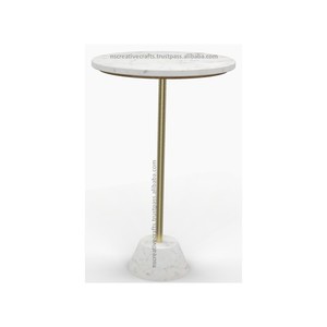 Mesa de bebidas de diseño elegante y moderno de primera calidad, mesa auxiliar de Venta caliente con tapa de mármol con base de metal para hoteles, casas, uso en villas - Product Image 3