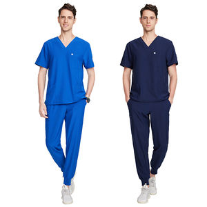 Ensemble de gommage médical pour manucure Spa col en v survêtement jambe pantalon gommage haut confortable Spandex infirmière uniforme - Product Image 1