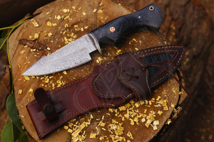 Mortal Blades Cuchillo para exteriores Cuchillo de caza portátil para acampar Hoja fija Mango de madera Cuchillo táctico con cubierta de cuero - Product Image 5