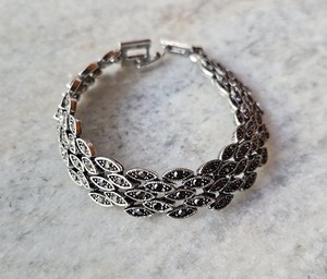 สร้อยเงินแท้925แข็งแรงและเชื่อมโยงสร้อยข้อมือทำด้วยมือพลอยโอนิกซ์สีดำเครื่องประดับของขวัญแต่งงานแสตมป์925เครื่องประดับเงิน - Product Image 2