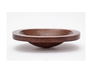 Fregadero de barra de cobre ovalado de 21 ", borde elevado, doble pared de cobre hecho a mano, fregadero de cocina de cobre 100%, proveedor de Fabricante mate personalizado - Product Image 2