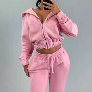 100% Cotton Zipper <b>Hoodie</b> Women Manufacturer High Quality Cropped <b>Zip</b> <b>up</b> Hoodies for Women - Product Image 2