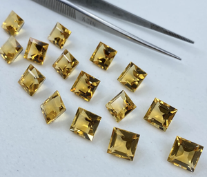 Citrino natural Cuadrado Paso corte facetado Amarillo naranja Piedras preciosas sueltas Fabricante Jaipur Cuarzo Noviembre nacimiento 1mm a 50mm - Product Image 4
