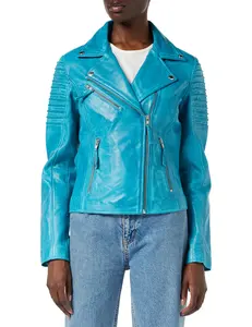 Nueva moda para mujer, chaqueta de cuero de motorista PU para niñas, abrigo informal transpirable de manga larga con cremallera para primavera Otoño, Color sólido ajustado - Product Image 3