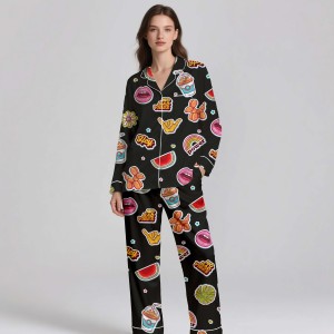 Ensemble de pyjama de luxe respirant en satin uni pour femmes été/automne/printemps short à manches courtes vêtements de nuit en soie OEM/ODM - Product Image 3