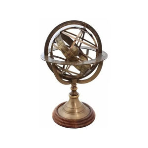 Esfera armilar Náutica de latón artesanal con estructura atemporal y funcionalidad giratoria para exploradores globales - Product Image 1