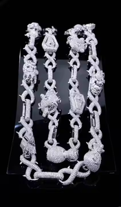 Chaîne cubaine Miami entièrement sertie de diamants de luxe, chaîne de test de diamant D Yash, collier de mode hip-hop pour hommes 2025 - Product Image 3