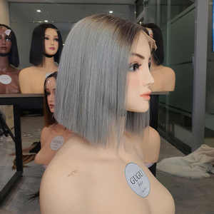 100% vierge vietnamienne sans colle dentelle avant Transparent dentelle Base longue Double dessiné Bob perruque vague profonde couleur brune cheveux humains - Product Image 2