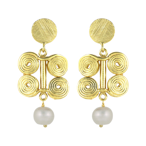 ต่างหูหยดน้ำ925เงินสเตอร์ลิงประดับมุกสีทอง18K ดีไซน์ใหม่สวยงามสำหรับเป็นของขวัญงานแต่งงานและงานเลี้ยง - Product Image 1