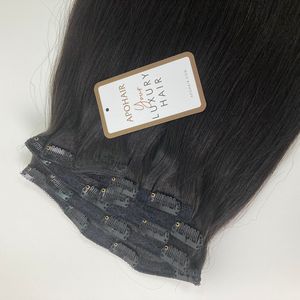 Extensions de cheveux humains de couleur naturelle à clipser de qualité supérieure yaki raides 100% Remy à clipser - Product Image 5