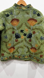 Vert clair fait à la main gaufré TNT Vintage Suzani hiver veste courte veste brodée taille unique fête porter manteau - Product Image 6