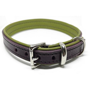 เสื้อหนังสีน้ำตาลปลอกคอสุนัขโครเมี่ยมอุปกรณ์ที่แข็งแกร่งด้วยหนังวัวนุ่มสีเหลือง Padding เย็บปลอกคอสุนัขที่ทนทาน - Product Image 4