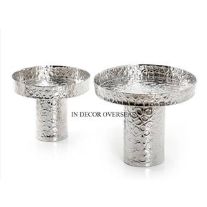 Most Selling Silver Color Finishing Shiny Polished Unique Fancy Texture Designer Premium Quality Metal Set Of 2 Serving <b>Tray</b> - Product Image 3