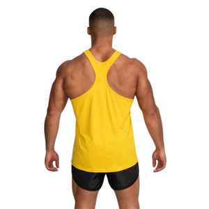 Camiseta sin mangas amarilla para hombre de culturismo | Chaleco de gimnasio de algodón orgánico | Camiseta de entrenamiento sin mangas | Camiseta sin mangas de entrenamiento Muscle Fit - Product Image 2