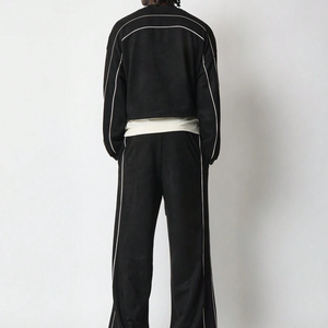 Chándal de chándal con logotipo bordado personalizado OEM para hombre, chándal lavado de algodón 100% con ribete reflectante en la espalda - Product Image 6