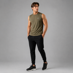 Camiseta sin mangas con capucha para hombre, para culturismo, transpirable, de algodón, para entrenamiento, color verde oliva, talla XL - Product Image 2