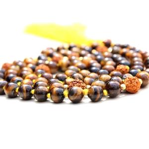 Collar con cuentas de ojo de tigre para Yoga, joyería hecha a mano con cuentas de artista indio, Rudraksha108 - Product Image 6