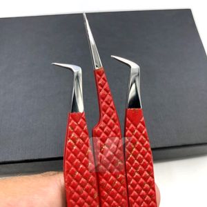 Pince à épiler d'extension de cils professionnelle en acier inoxydable japonais durable marron Volume fin pointu - Product Image 6