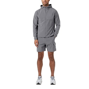 Traje cortavientos de invierno personalizado, conjunto corto de dos piezas, chándal con capucha para hombre, pantalones para correr, transpirables, de secado rápido, ligeros, 2026 - Product Image 1
