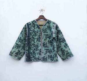 เสื้อแจ็คเก็ตคันธาทำมือจากอินเดีย ขายส่ง เสื้อโค้ทสไตล์ชาติพันธุ์สำหรับผู้หญิง ใส่ได้ทั้งสองด้าน เหมาะสำหรับฤดูหนาว - Product Image 1