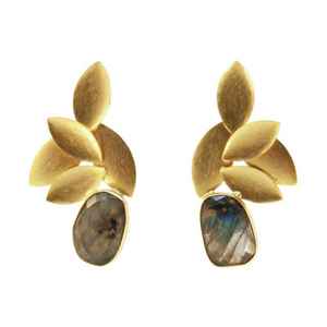 กุหลาบ Chalcedony พลอยสีชมพูเงิน925สเตอร์ลิงชุบทองต่างหู Chalcedony พลอยออกแบบต่างหู - Product Image 4