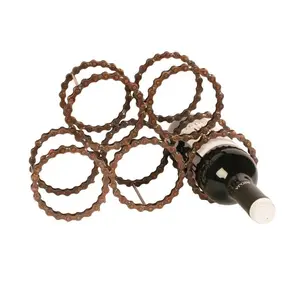 Recycled Bicycle Chain 5 Bottle Wine Rack Bronze Coloured Bike Rider Gift