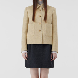 เสื้อโค้ทสั้น สีเหลือง น่ารัก เสื้อโค้ทผู้หญิง ทรงมาตรฐาน แฟชั่นผู้หญิงเกาหลี ความยาวครอป - Product Image 2