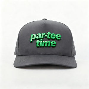 Custom 5 Panel Rubber Patch Logo Snapback Cap Laser Cut Holes Perforated <b>Waterproof</b> <b>Golf</b> Cap - Product Image 1